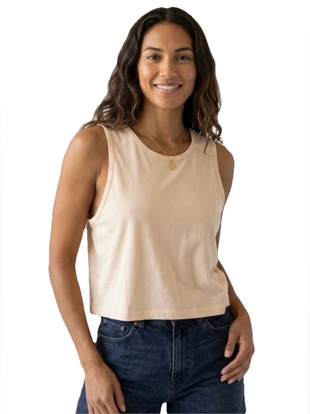 Johnny Was Calme Scoop Neck Women’s Cream Tank Top Size Large